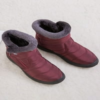 Зимски зимски снежни чизми со кадифен по поштенски патент на глуждот топли чевли