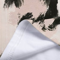 Женски Врвови Женски Модни Обични Печатење Лабава Маица Со Кратки Ракави Со Кратки Ракави Со Вратот Блуза
