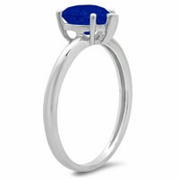 2.0 кт срце сече симулирани сини сафир 14к бело злато годишнината ангажман прстен големина 10