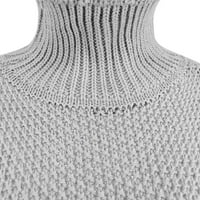 Женски Нов Надвор Од Рамото Обичен Плетен Цврст Џемпер Со Пуловер Со Долги Ракави