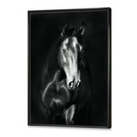 ДизајнАрт „Затвори портрет на црниот Кладруби коњ“ Фарма куќа врамена од платно wallидна уметност печатење