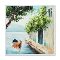DesignArt 'Прекрасен летен ден со гондола во Венеција' Наутичко и крајбрежно врамено платно wallидна уметност печатење