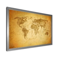 Дизајн на „Антички светски мапа x“ гроздобер врамен уметнички принт