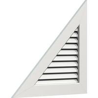 Ekena Millwork 28 W 3 8 H десен триаголник Gable Vent - Функционален терен на левата страна, PVC Gable отвор со 1 4 рамка за рамна трим