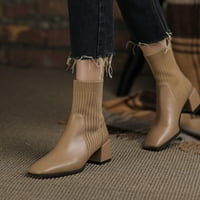 Гроздобер чизми за теле, женски кожен чипка дами удобни женски чевли Гроздобер западни чизми со високи потпетици, чизми за глуждови,