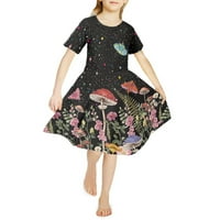 Смешни хрчаци со јагода печати дете облечете ја облеката за дишење Тренд Девојки девојки со краток ракав фустан 11- години
