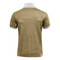 Менси кошули Летна култура за лекување на летни лежери за дишење со кратки ракави со пол -кошула Топ Браун С.