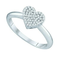 10К бело злато тркалезно дијамантско срце моден прстен CTTW