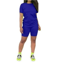 Vivianyo hd шорцеви панталони за жени дозвола жени случајно лето дома чиста боја кратки ракави шорцеви спортски костуми блиц