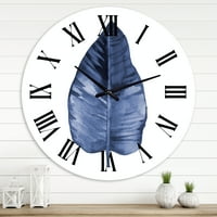 Дизајн на „Сина лисја акварел на бел“ традиционален wallиден часовник