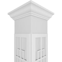 Ekena Millwork 10 W 10'H Craftsman Classic Square Non-Tapered San Antonio Mission Style Fretwork Column W Crown Capital & Crown