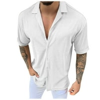 мажи обични кратки ракави пролет лето пресврт вратот цврсти кошули мода врвот блуза кошули