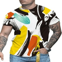 Wrcnote Менс Цветни Печати Животински Печатени Летни Врвови Мода Секојдневно Носат Кратки Ракави Пуловер Екипажот Вратот маица