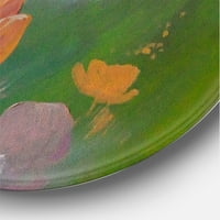 DesignArt „Пеперутки на розови цвеќиња традиционална метална wallидна уметност - диск од 36