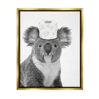 Tuphell Industries koala & тоалетна хартија бања животни и инсекти сликање златен пловиј врамен уметнички печатен wallид уметност