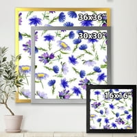 DesignArt 'Сини диви цвеќиња со лисја III' Традиционално врамен уметнички принт