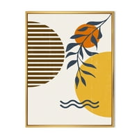 DesignArt 'Апстрактни форми со ботанички минималистички лист I' модерен врамен платно wallиден уметност печатење
