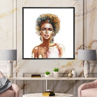 Дизајнарт Портрет На Афроамериканка В Модерна Врамена Платно Ѕид Уметност Печатење