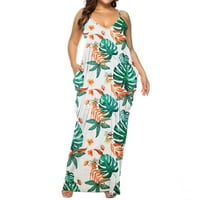 Фустан за сонце За Жени Фустани На Плажа За Жени Лето Плус Големина Плажа Лизгање Без Ракави Со Џебови Печатење Сонце Ками Секојдневни