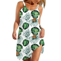 Womenените цветни печатени фустан летни плажа пролетна шарена симпатична замав прикријте ги без ракавите фустани во бохо