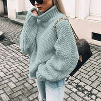 Жени Надвор Од Рамениот Џемпер Секојдневен Плетен Лабав Пуловер Со Долги Ракави