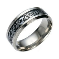 титаниум челик змеј прстен со сребрен златен змеј нерѓосувачки челик прстен