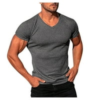 Кошули за масти на Корашан, Менс обичен тенок фит основен модна маица со кратки ракави V-врат летен врв, кошули за мажи