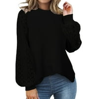 njshnmn Пуловер Врвови За Жени Опуштено Вклопување Удобни Блузи Блузи Лигави Дуксери
