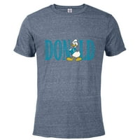 Дизни Мики и пријателите Доналд Патка Писма Класик-Краток ракав измешана маица за возрасни-Снег Хедер со прилагодено негим