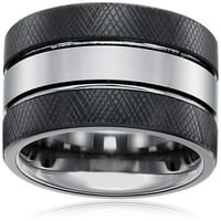 Sapphire Tungsten и Titanium Black Finish Twone Comfort Fit свадбени бендови ringsвони за мажи, со големина 10,5