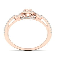 Империјал скапоцен камен 10К розова златна круша Морганит КТ два дијамантски ореол женски прстен