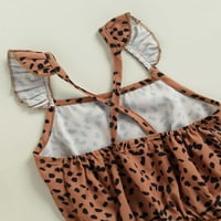 GWIYEOPDA TOMDLER Бебе девојки Плоштад врат фустан Спагети каиш леопард краток мини фустан