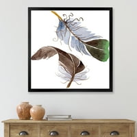 DesignArt 'Апстрактна зелена птица пердув од крило' Боемјан и еклектичен врамен уметнички принт