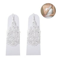 1Паир Нова модна чипка бела без прсти кратки пасуси нараквици со дијамантска чипка