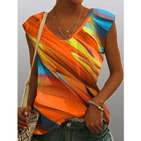 Женска Мода Оглавник Печатење Во Боја Кошула Без Ракави Обична Исклучена Блуза Во неформални ситуации