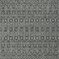 Добро ткаена Медуза Норд Племенска Марокан Греј 5'3 Тркалезен килим со рамен ткаенина на отворено